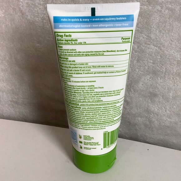 Babyganics SPF 50 Mineral Sunscreen Tear Free Non-Allergenic 6 Fl Oz Tube - Picture 2 of 5